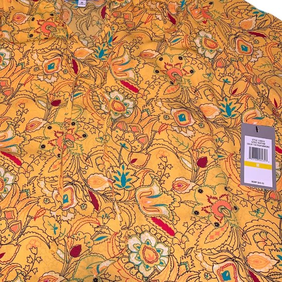 CHAUS New York Yellow Designer Blouse New Size M - Picture 8 of 12